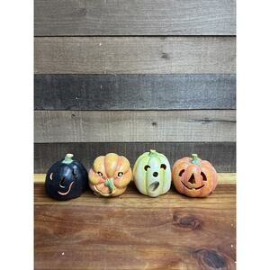 Dept 56 Set Of 4 Small Blow Mold Pumpkins Lighted